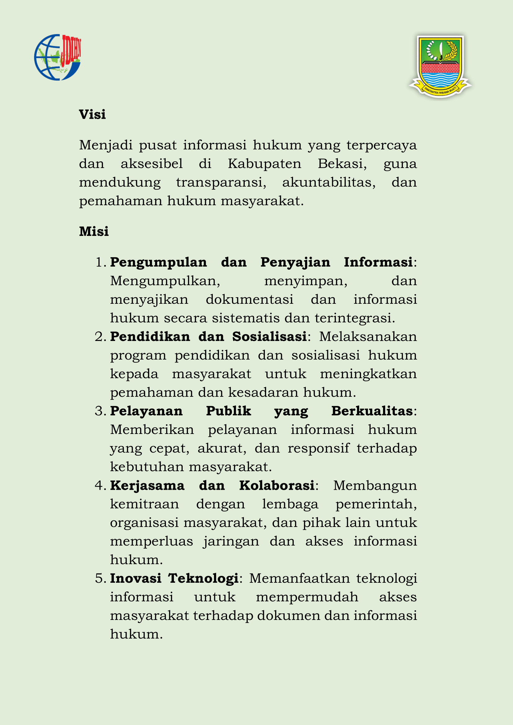 Visi dan Misi JDIH